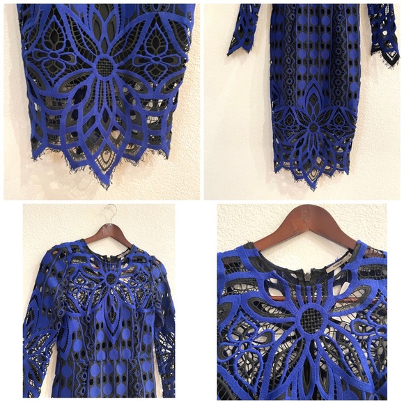 NWT Thurley Nightfall Lace Overlay Crochet Midi Sheath Dress - Picture 12 of 16